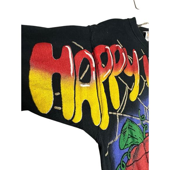 Vtg Halloween Pumpkin Kitty 1996 90s All Over Print T-shirt Unisex Sz L Costume - Picture 3 of 16